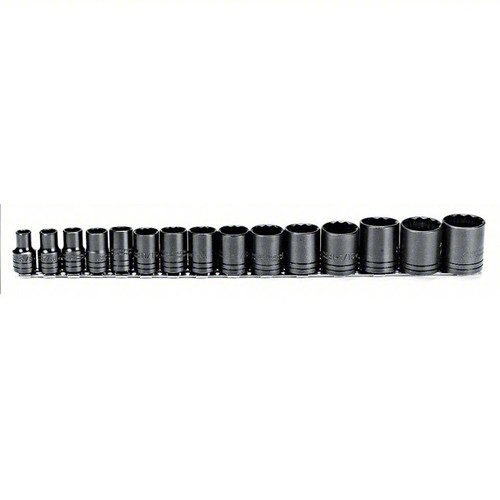 Socket Set, SAE, 1/2 in. Dr, 15 pc