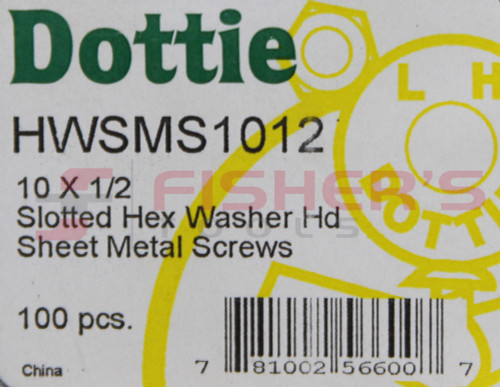 Slotted Hex Washer Head Sheet Metal Screw (100) 10 x 1/2"