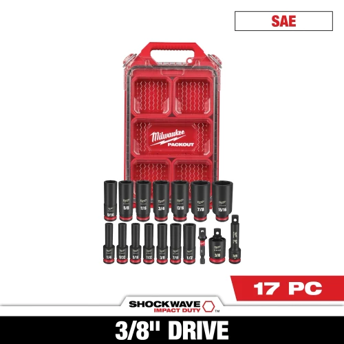 SAE PACKOUT Socket 3/8" Dr (17 Piece Set)