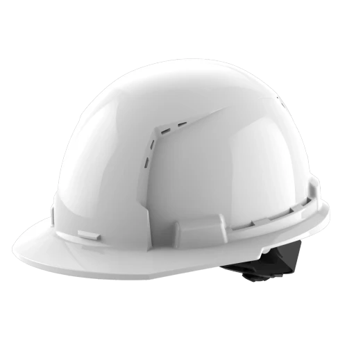 Front Brim Hard Hat w/ 4 point Ratcheting Suspension - Vented (White)