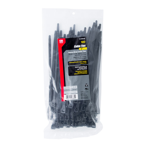 Black Heavy-Duty Cable Ties 8" (120lb) 100-Pack