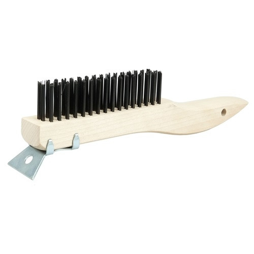Hand Wire Scratch Brush w/ Scraper Shoe Handle, 4 x 16 Rows