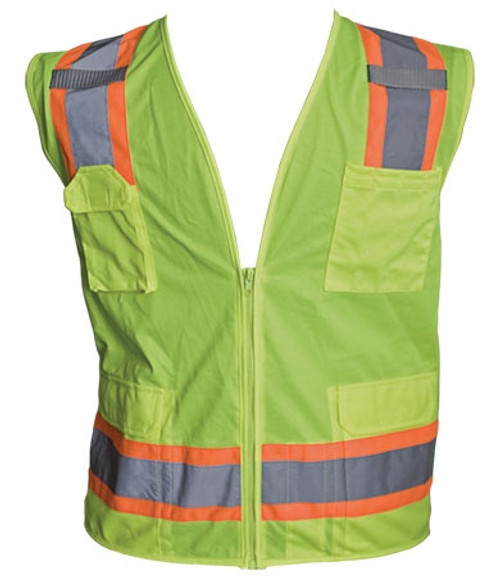Hi-Visibility ANSI Class 2 Surveyor's Vest with  Two-Tone Contrast Tape Medium (yellow)