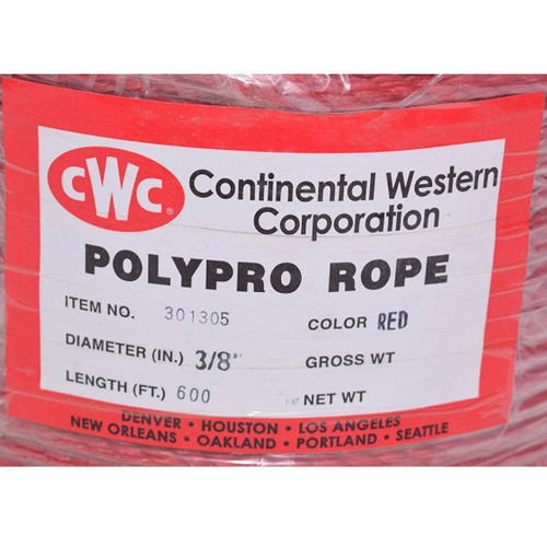3-Strand Polypropylene Rope 3/8" x 600' Red