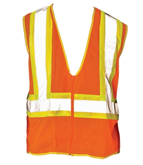 Hi-Visibility ANSI Class 2 Mesh Vest with Two-Tone Contrast Tape Medium (Orange)