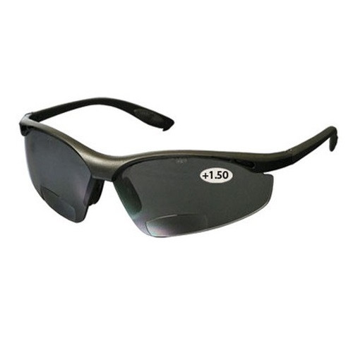 Mag Readers Semi-Rimless Safety Readers with Black Frame Gray Lens and Anti-Scratch Coating (+1.50 Diopter) Mag Readers Semi-Rimless Safety Readers with Black Frame Gray Lens and Anti-Scratch Coating (+1.50 Diopter)