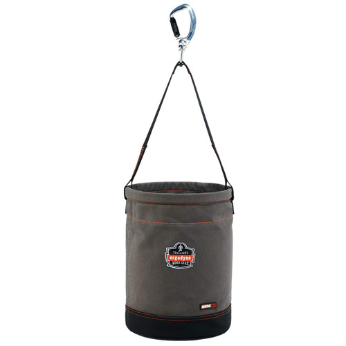 Gray Canvas Leather Bottom Bucket Gray Canvas Leather Bottom Bucket