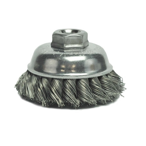 Single Row Knot Wire Cup Brush 5/8"-11 UNC Nut 3-1/2" Single Row Knot Wire Cup Brush 5/8"-11 UNC Nut 3-1/2"