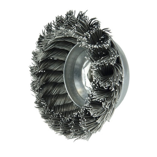 Single Row Knot Wire Cup Brush 5/8"-11 UNC Nut 3-1/2" Single Row Knot Wire Cup Brush 5/8"-11 UNC Nut 3-1/2"