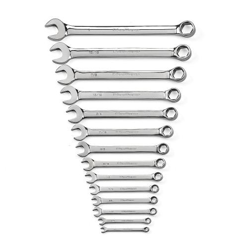 Full Polish Combination Non-Ratcheting Wrench Set SAE 14 Piece Full Polish Combination Non-Ratcheting Wrench Set SAE 14 Piece