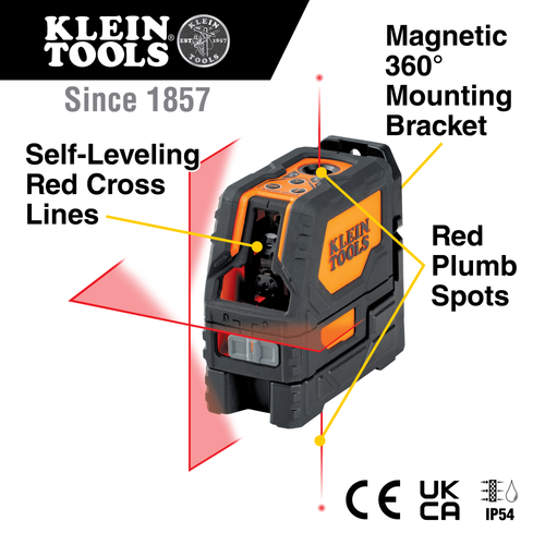 Laser Level, Self-Leveling Red Cross-Line Level and Red Plumb Spot