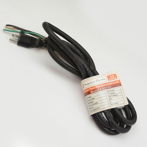 Replacement 3-Wire Electrical Cord 12 AWG 125 Volt (9 Feet)