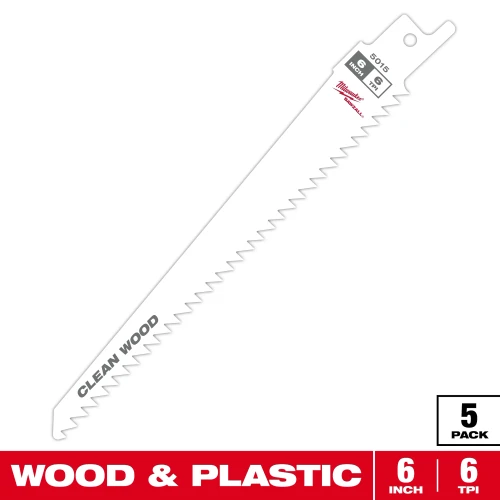 6" 6 TPI Fleam Ground SAWZALL 5 Pk    - 48-00-5015