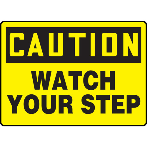 10' X 14" CAUTION WATCH YOUR STEP - PLASTIC SIGN    - ESTF661CP