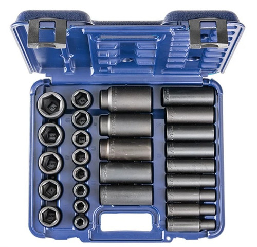 Sets 407 & 415 in Blow Mold Case - 1/2" Drive SAE Standard & Deep - 40715-MC