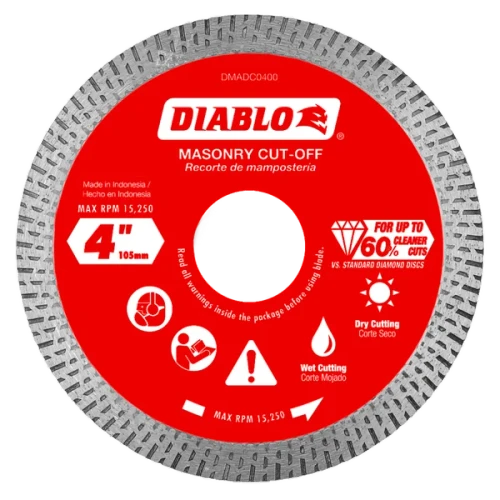 4" Diamond Continuous Rim Masonry Cut-Off Disc