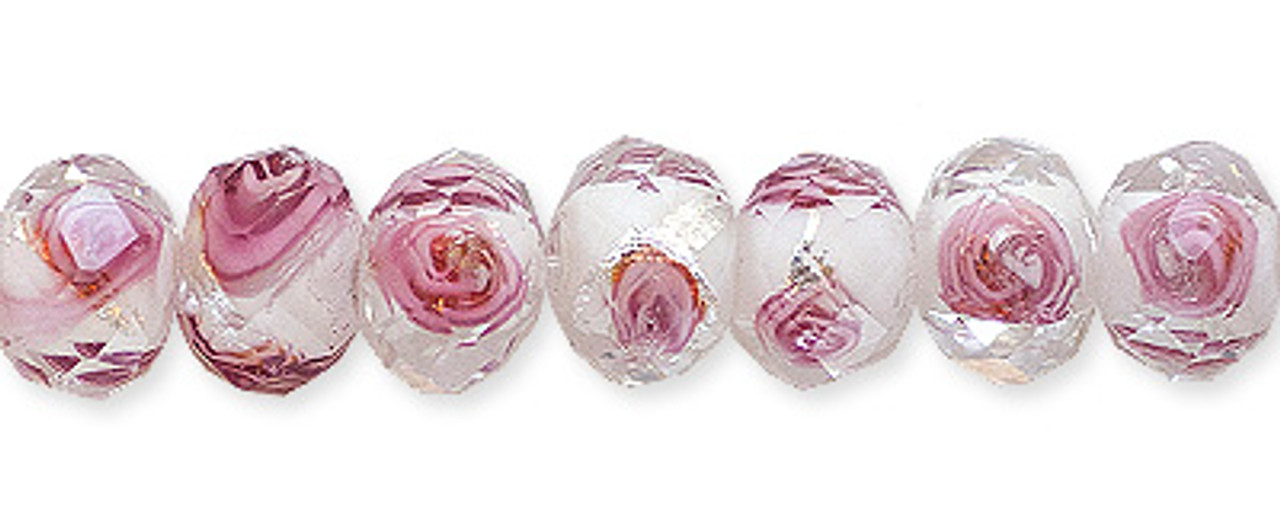 Lampwork Glass Beads 8mm Black w/Pink