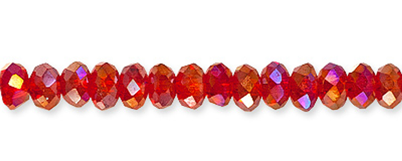 Glass Beads Rondelle Red AB 3mm