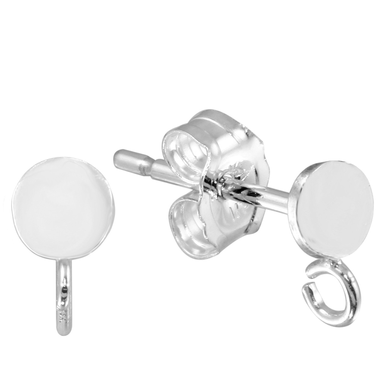 Sterling Silver Disc Earring Posts 4 mm With Ring