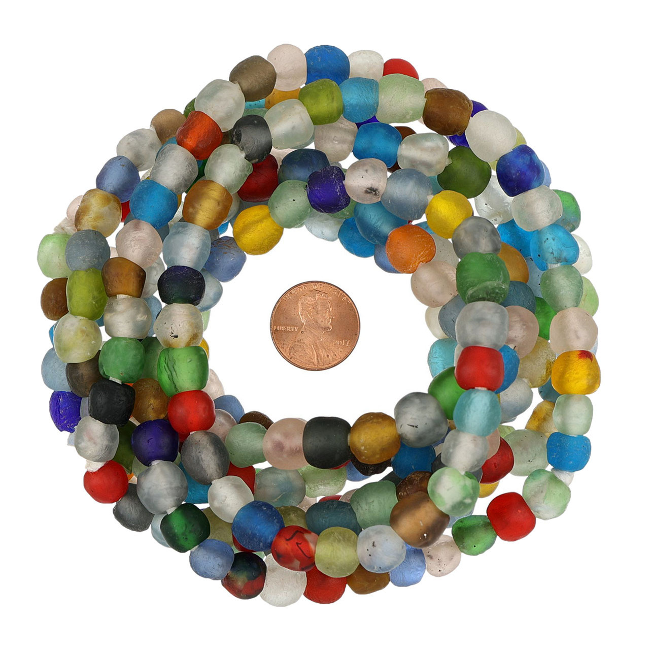 20 African recycled glass chunky spacer beads - red, white & blue spec –  Glorious Glass Beads