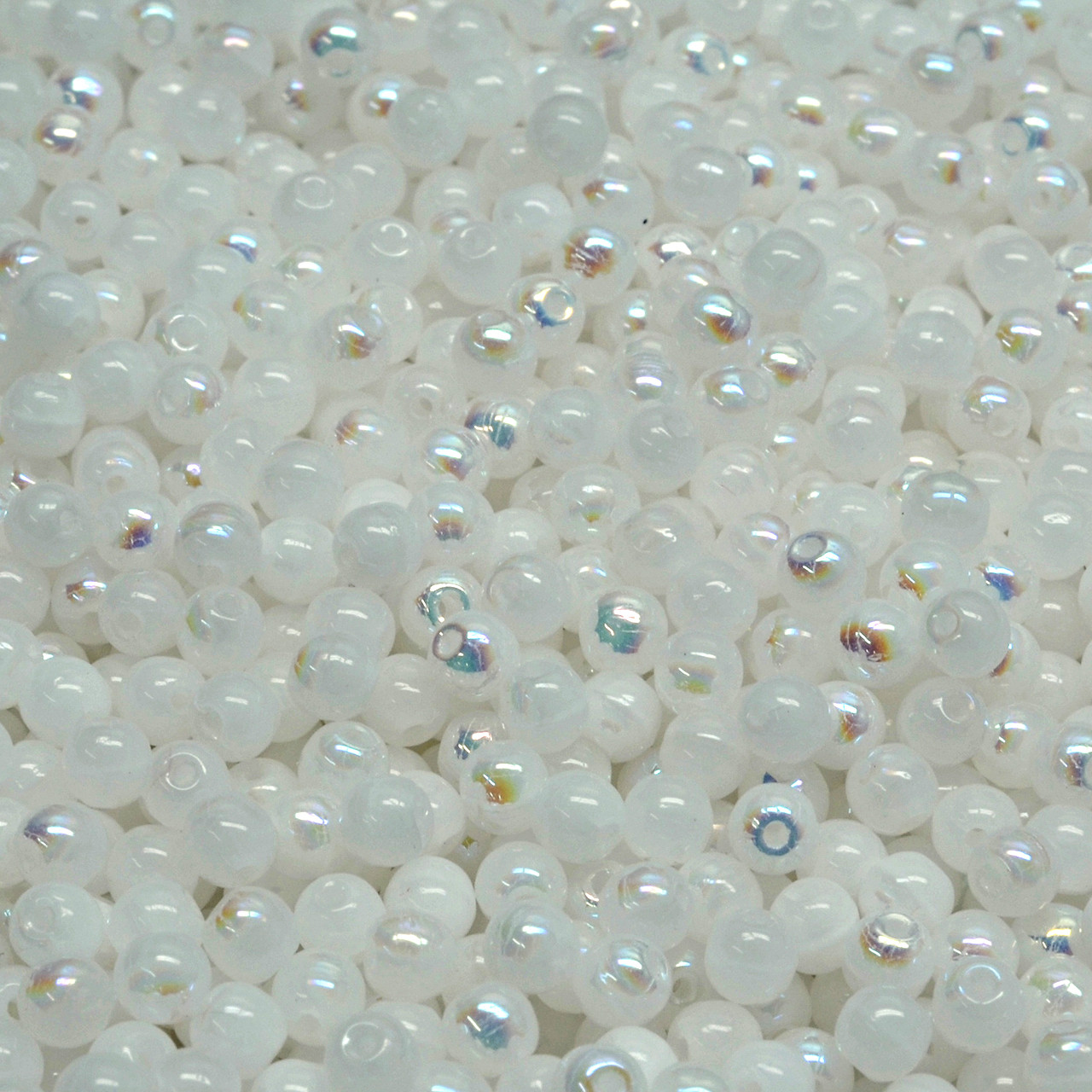 OUTLET 250g Round Druck Beads, 3 mm, Opal White (111-19001-03x03-01000 –