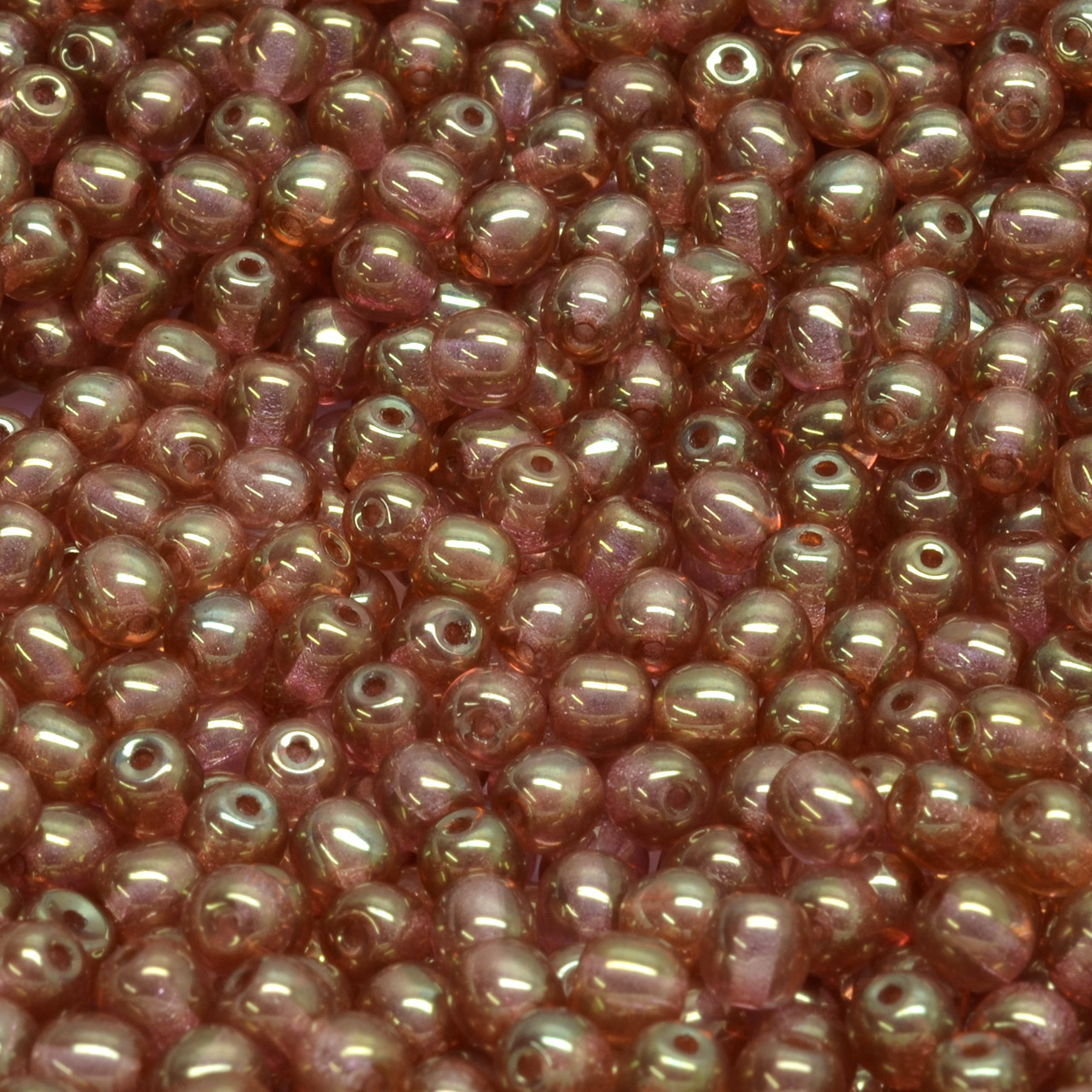 Czech 4mm Round Druk Glass Beads -Clear Dusty Rose