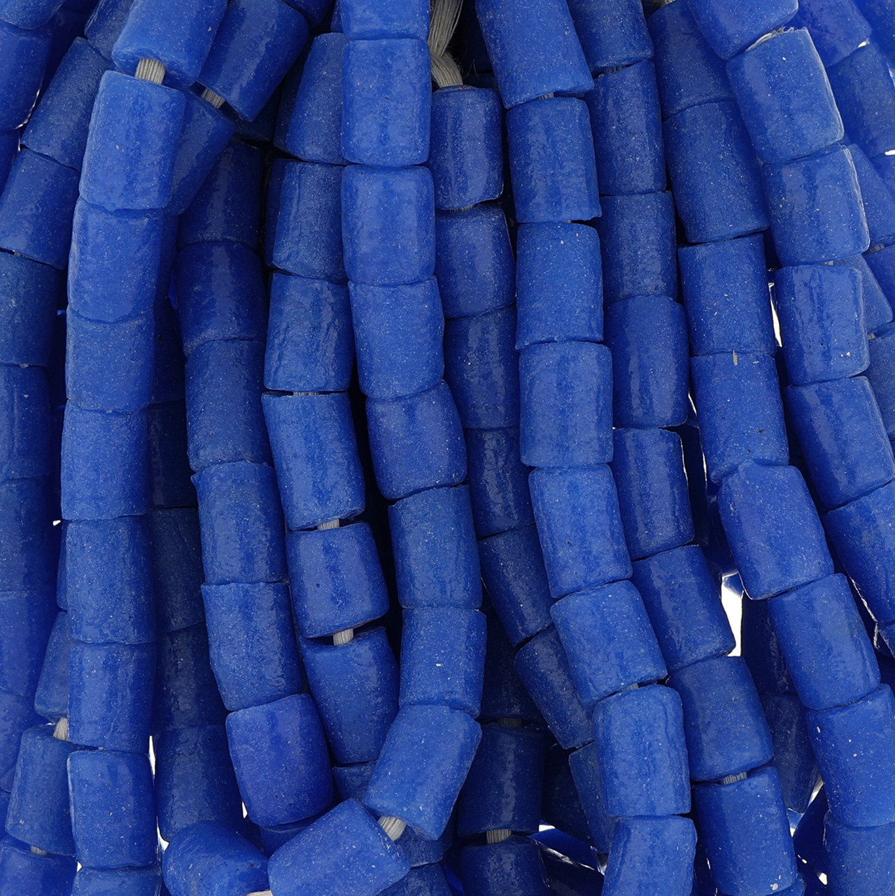African Glass Krobo Trade Beads, 9-10mm Royal Blue