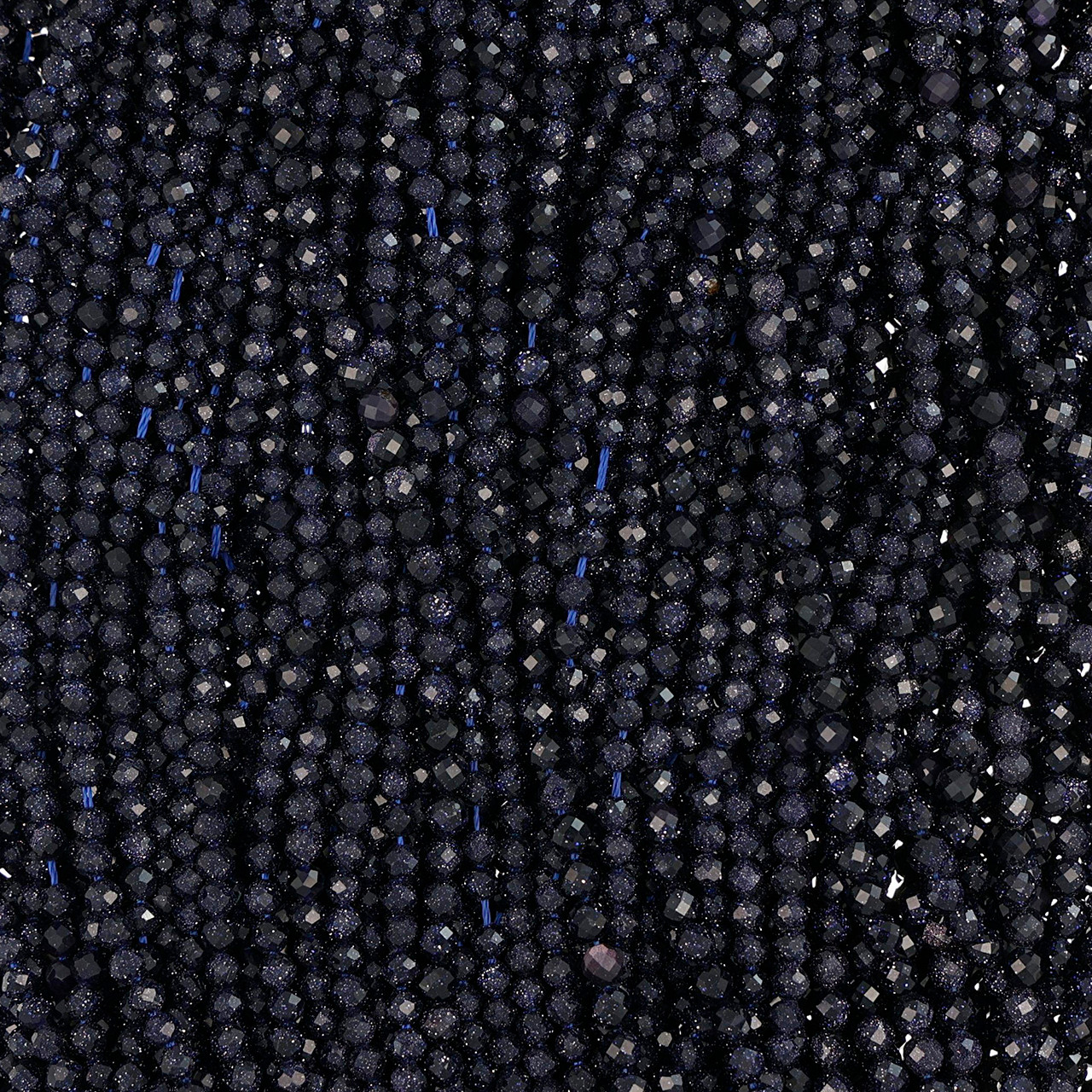 BLUE GOLDSTONE 3mm High Grade Faceted Gemstone Beads Strand