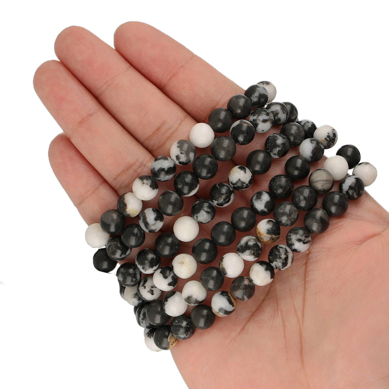 zebra jasper, natural beads, 1 STR, 20 beads, +/- 10mm