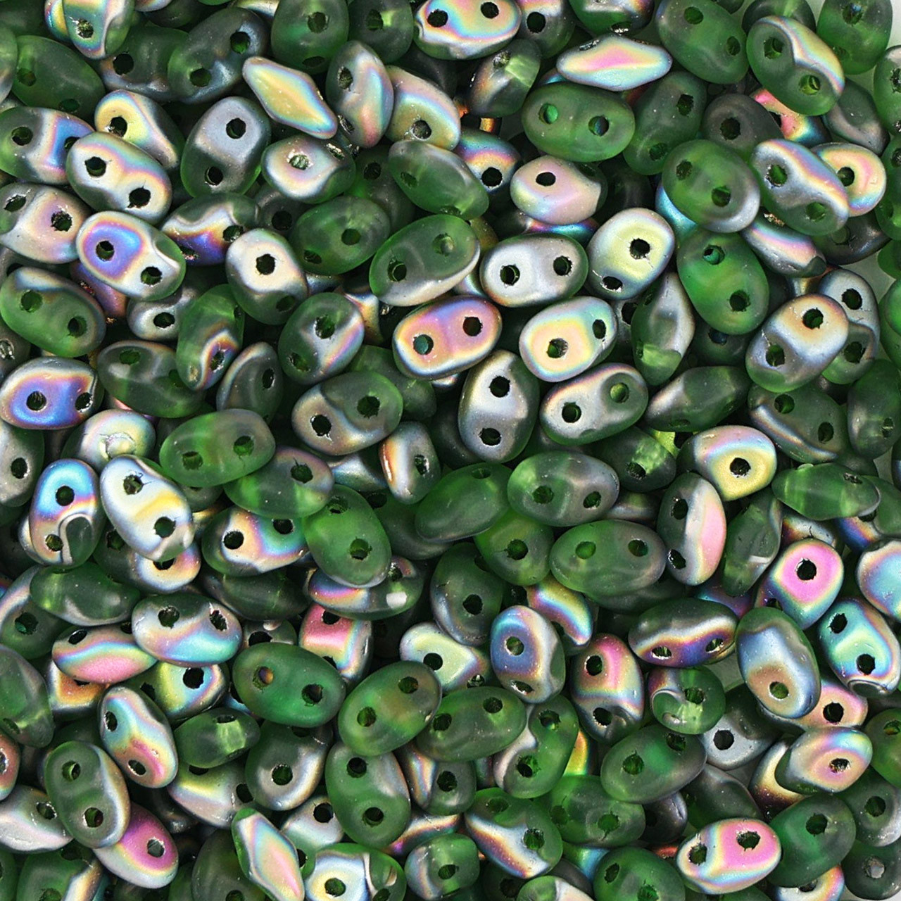 値引き　GLASS BEADS　4種類 Miniduo™ Czech Glass Beads Chrysolite Vitrail