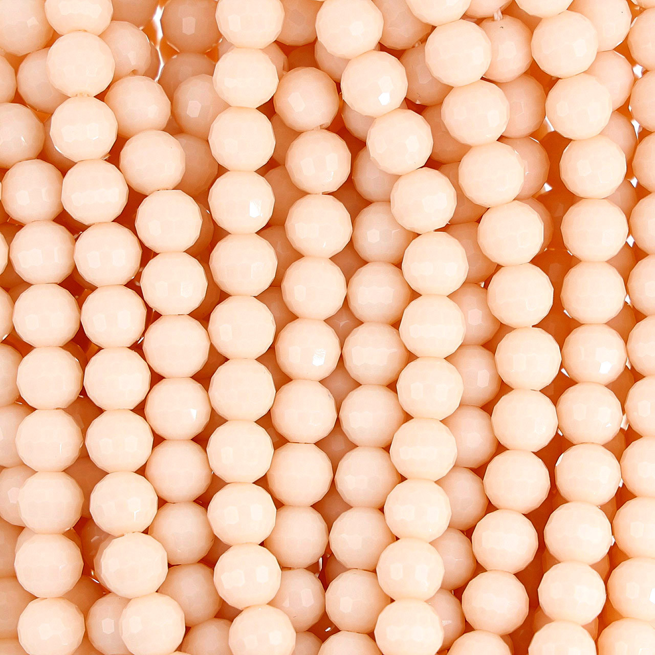 8mm Round Faceted Glass Beads - Misty Rose