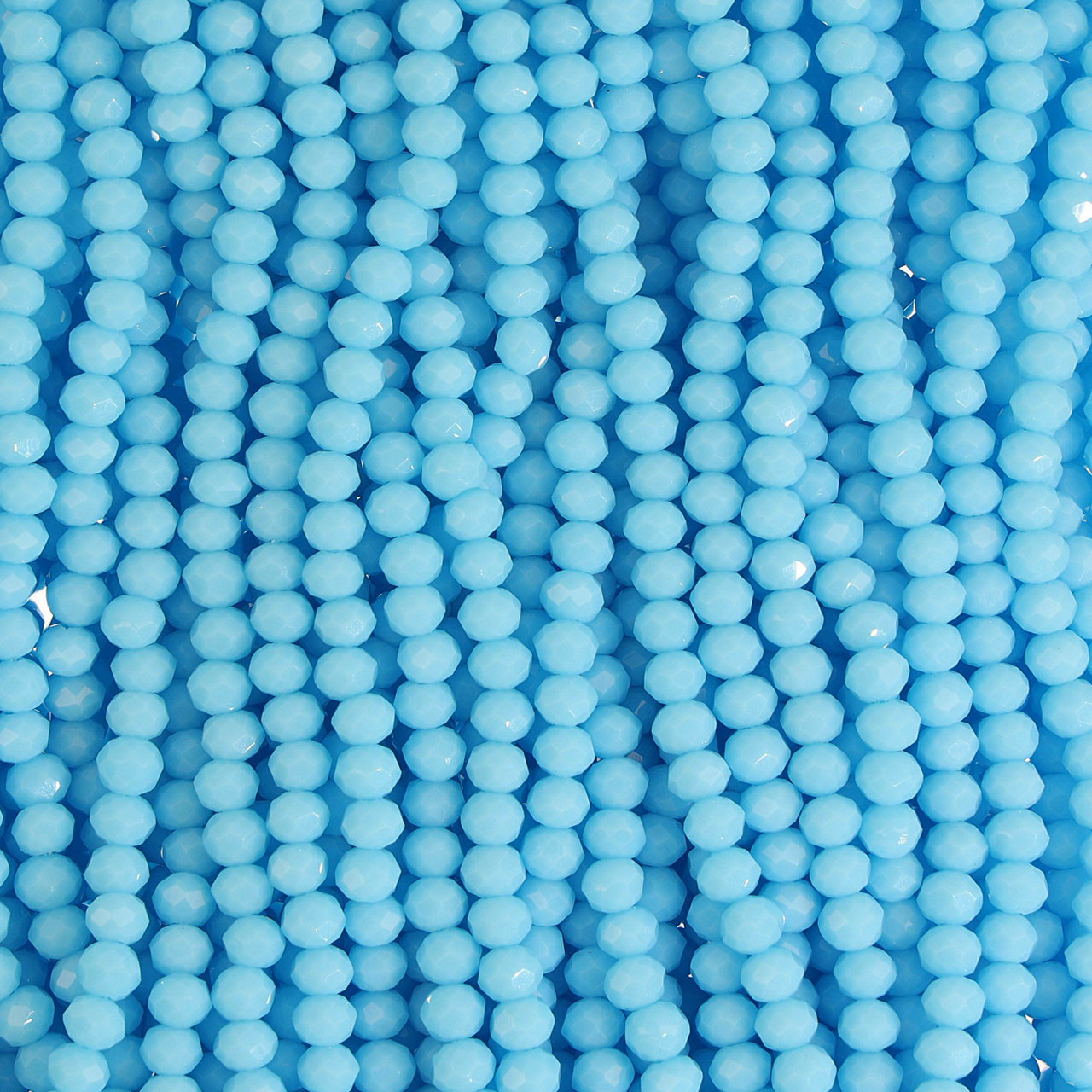 Cloudy Air Force Blue Rondelle Faceted Glass Beads 4mm