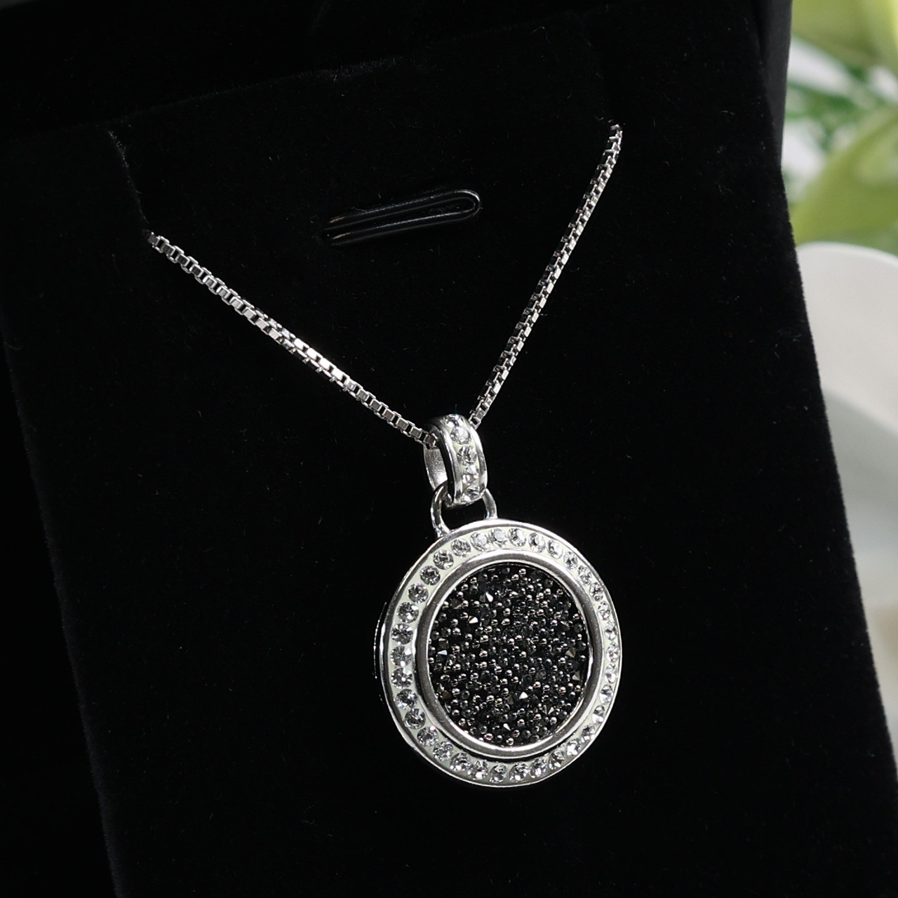 ☆Hei☆ black crystal silver ball necklace HE24FANFW578XXFR Black Onyx Stone Silver Ball Chain Necklace – LynnToddDesigns