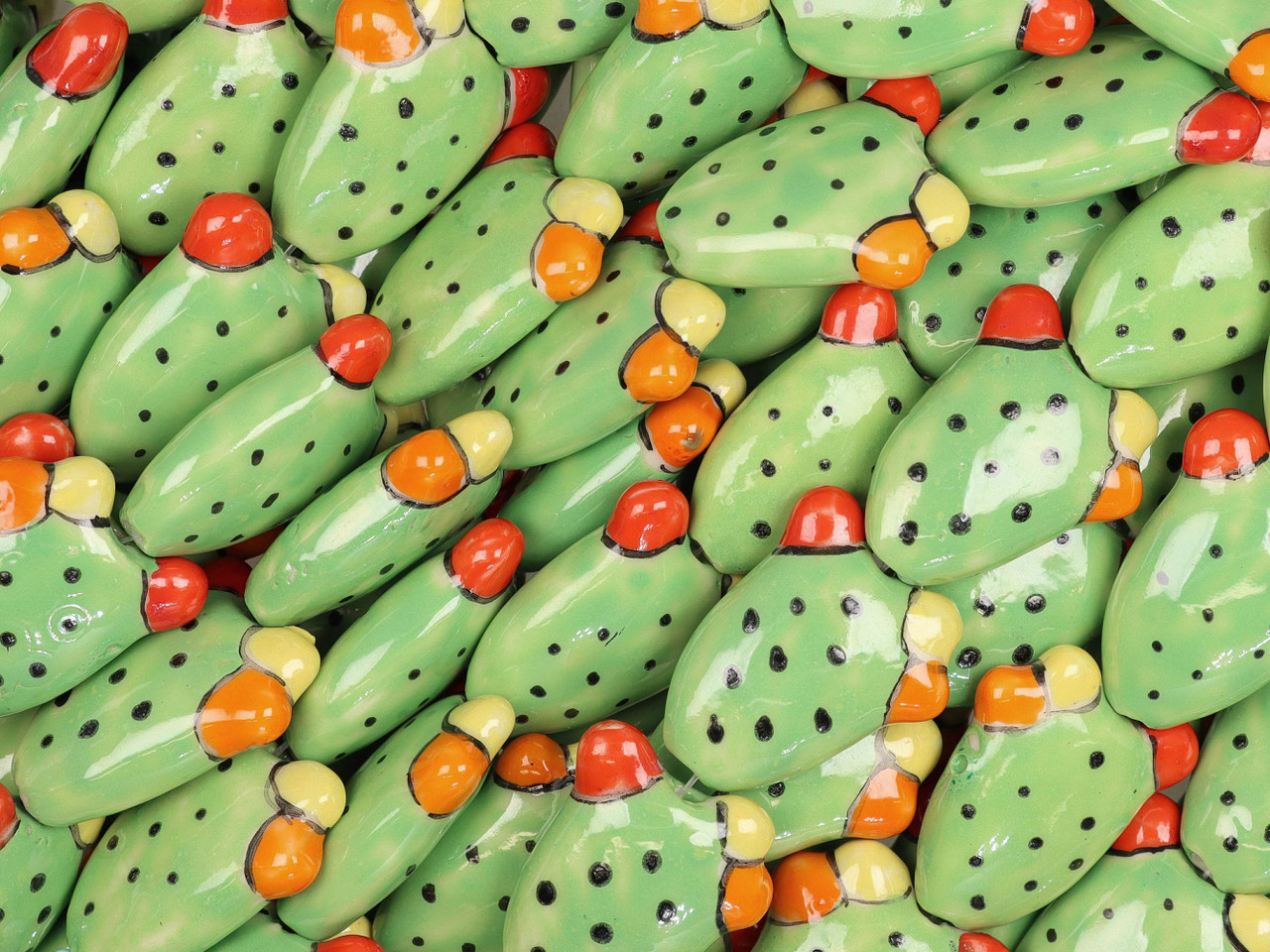 Ceramic Cactus Beads 30x25mm 6pcs