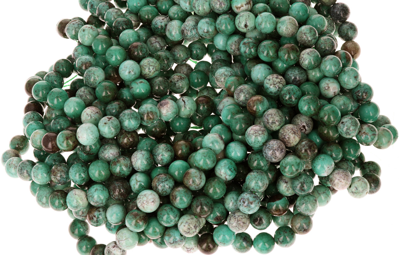 15 IN Strand 8.5 mm Turquoise and Green Agate Natural Round Smooth Gemstone  Beads