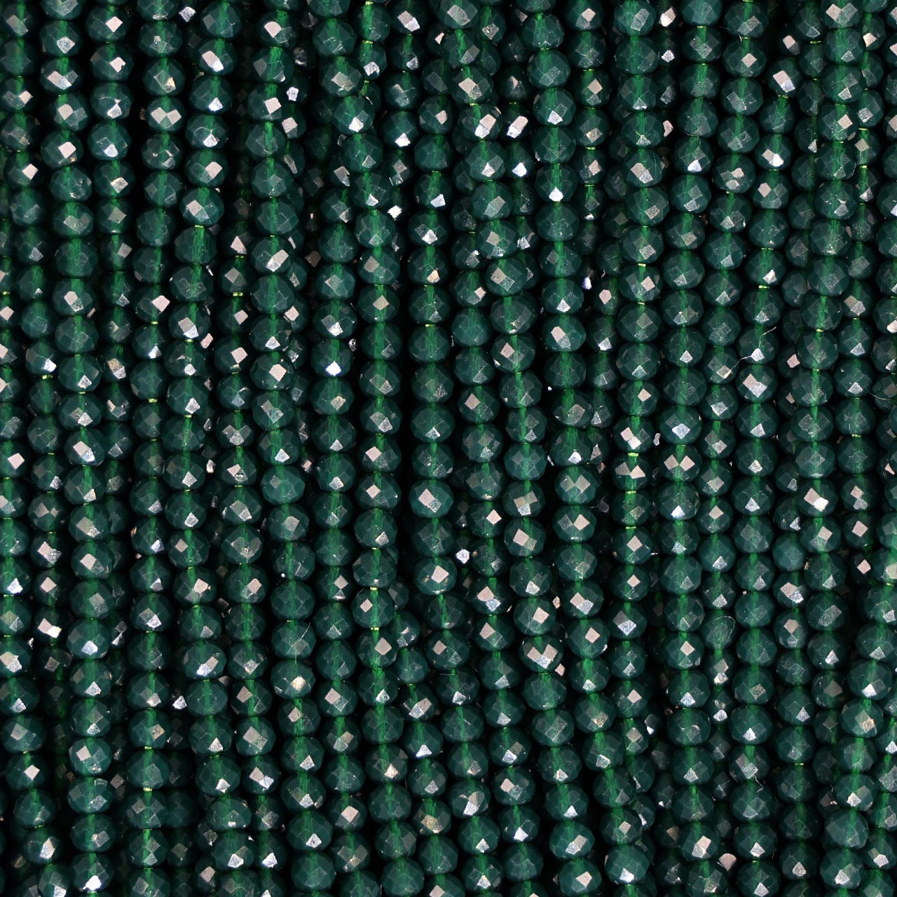 Round Faceted Glass Beads 3mm-Dark Pine Green
