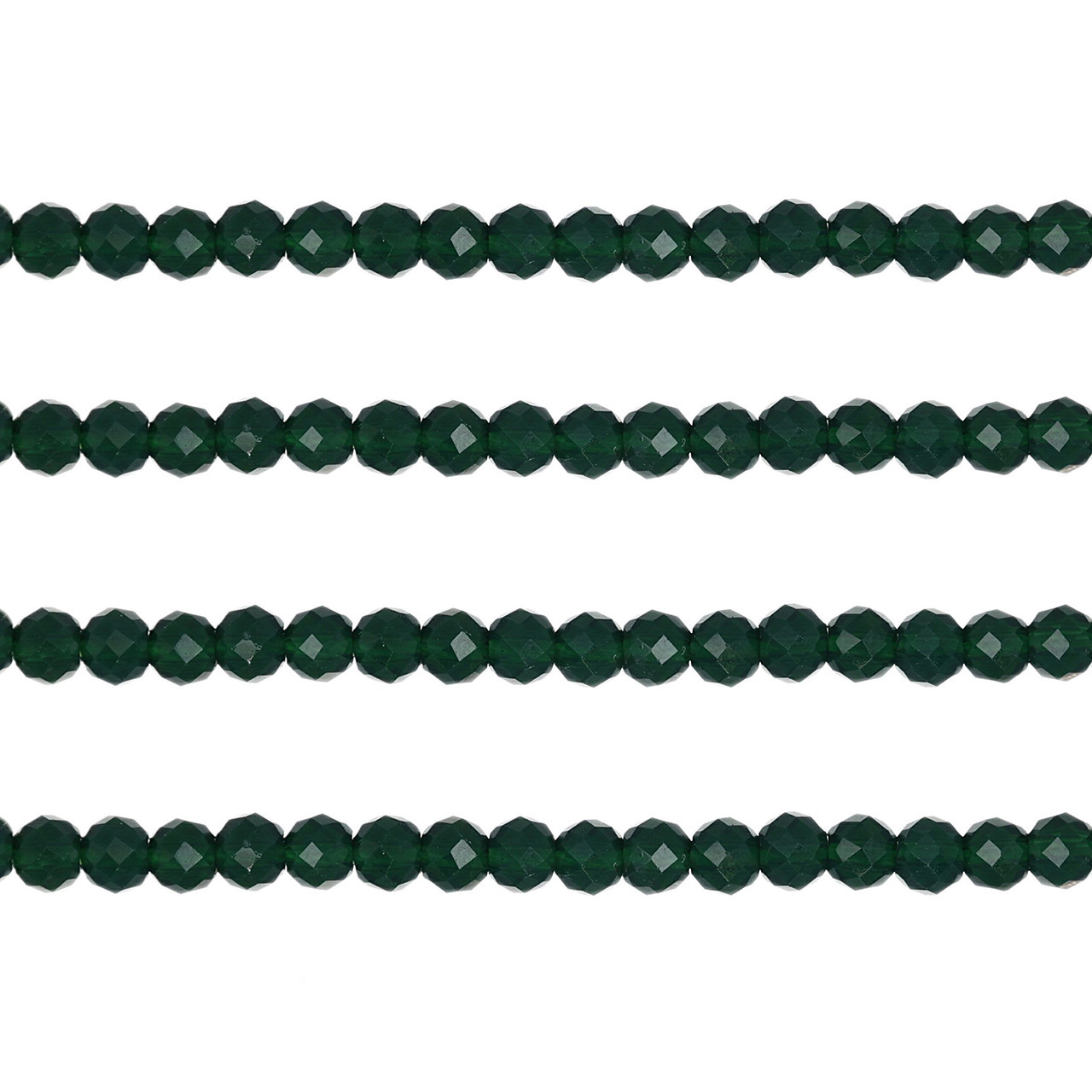 Round Faceted Glass Beads 3mm-Dark Pine Green