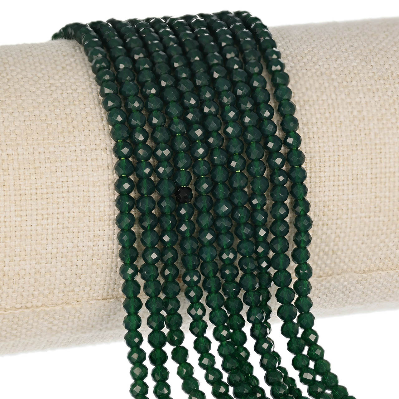 Round Faceted Glass Beads 3mm-Dark Pine Green