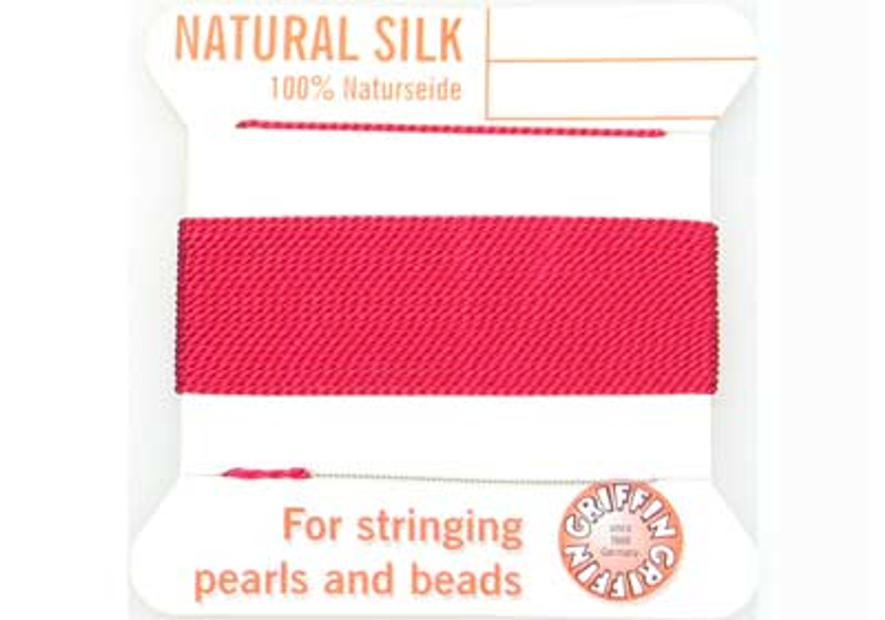 6 FT Size 3 Red Beading Silk Thread w/ Fixed Needle