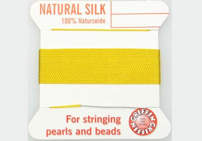 6 FT Size 2 Yellow Beading Silk Thread w/ Fixed Needle