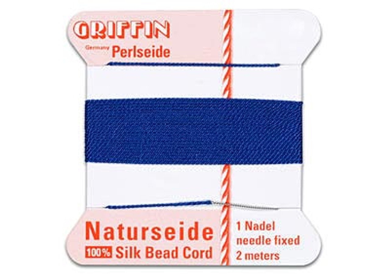 6 FT Size 1 Dark Blue Beading Silk Thread w/ Fixed Needle