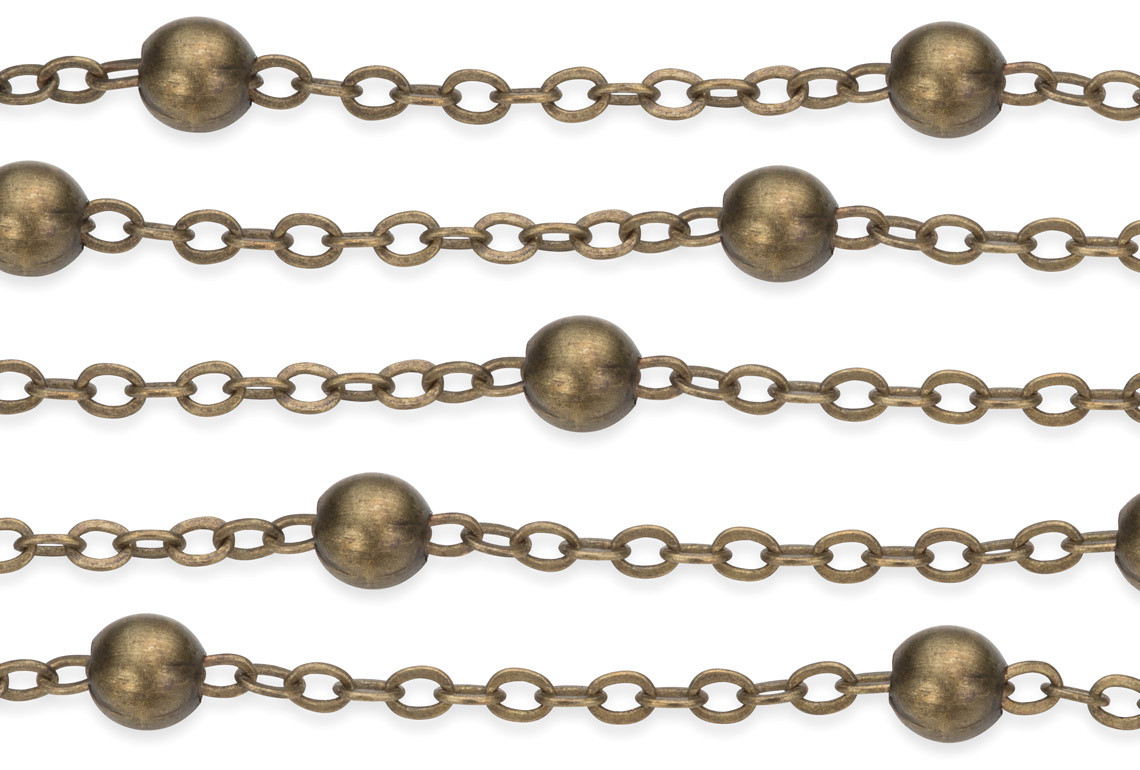 Antique Brass Ball Chain 4mm - Price Per Foot