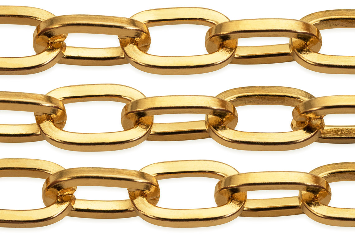 Solid Brass Flat Cable Chain 4.2x5.8mm - Price Per Foot