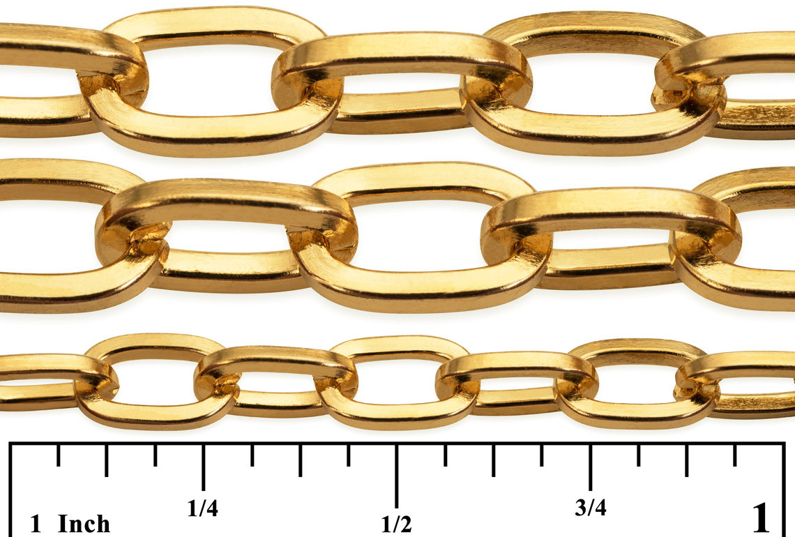 Solid Brass Flat Cable Chain 4.2x5.8mm - Price Per Foot