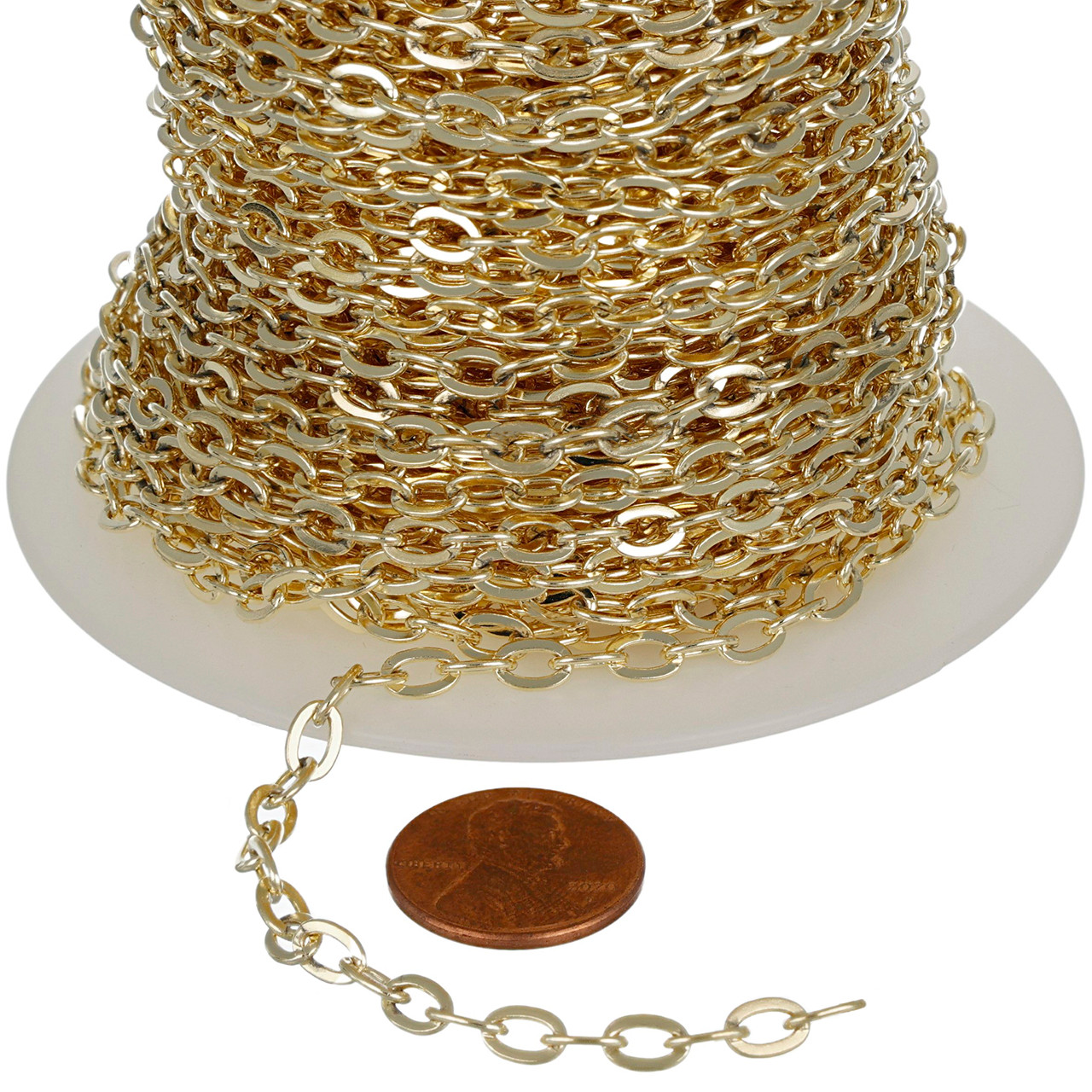Solid Brass Flat Cable Chain 4.2x5.8mm - Price Per Foot