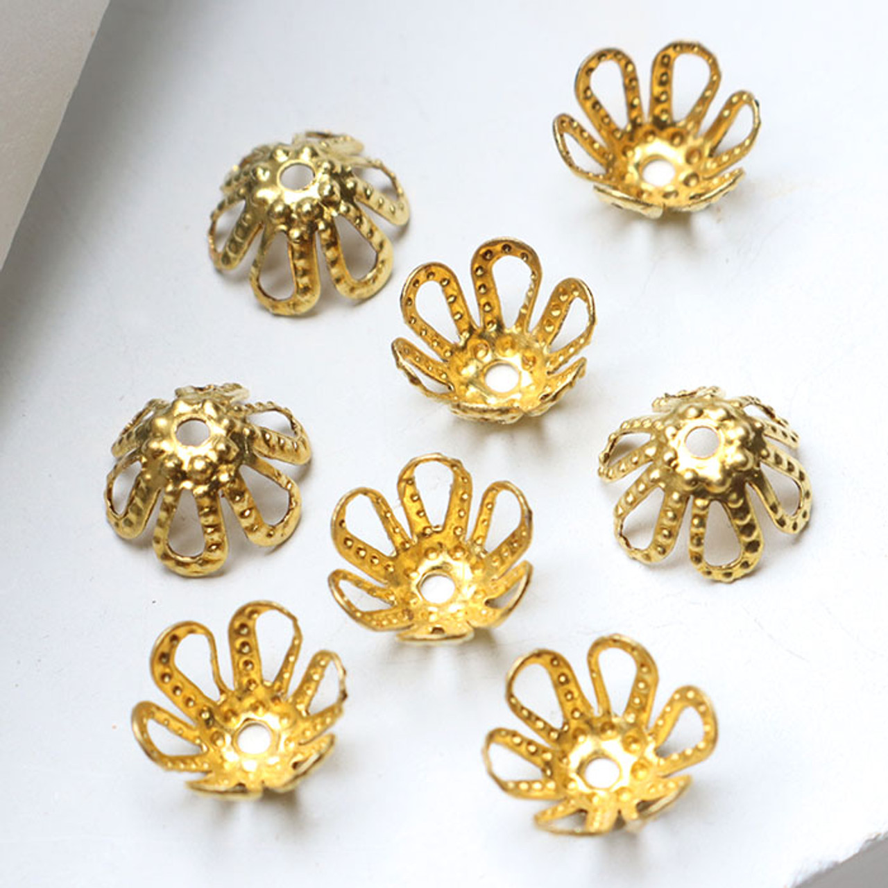 100 Pcs 7 mm Brass Filigree Flower Bead Cap