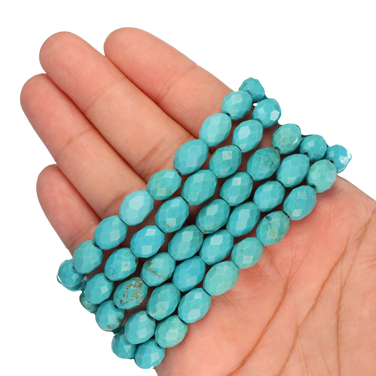Rice Shaped Faceted Gemstone Beads 8x10mm 10 IN Strand-Arizona