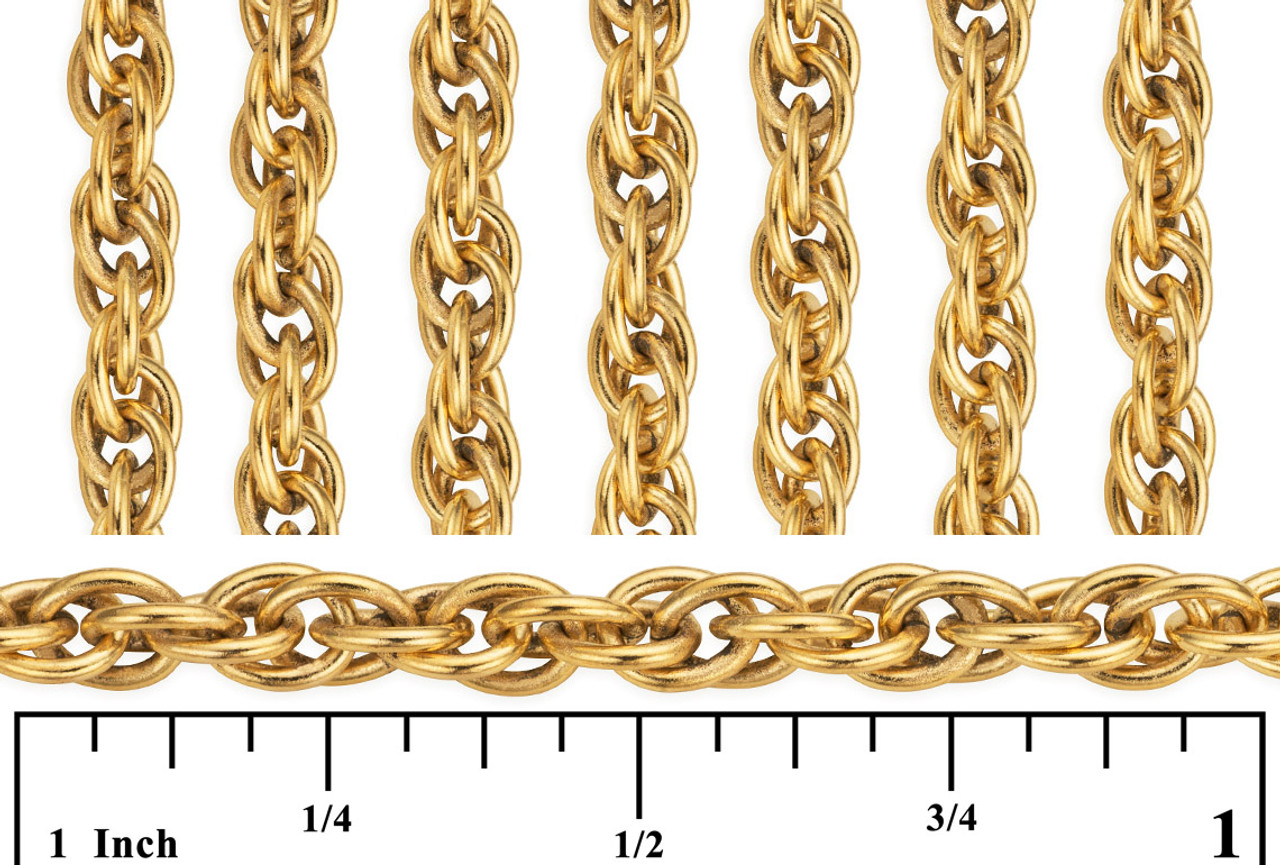 1 Ft 24 Gauge Solid Brass Rope Chain