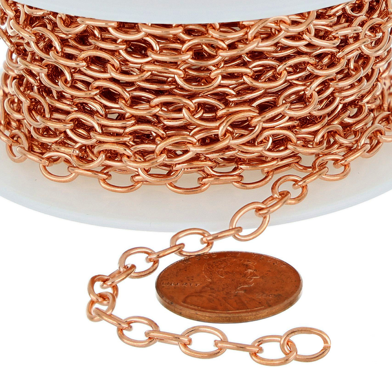 1 Ft 6.5X4.5 mm Unsoldered Links Solid Copper Chain