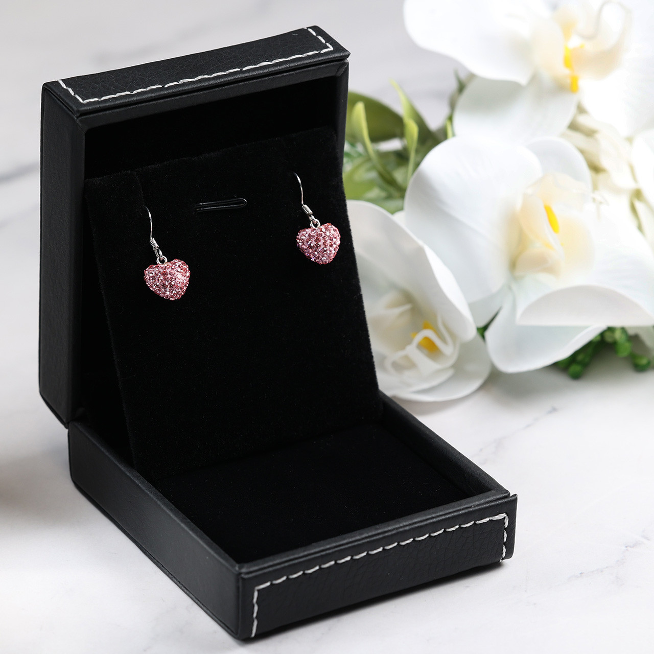 925 Silver Crystal Heart Stud Earrings – Cubic Zirconia, For Women, By Taffstyle